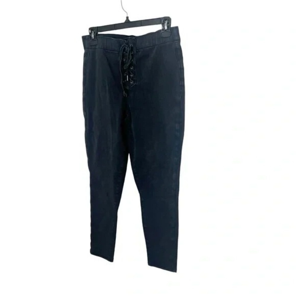 American‎ Eagle Pull-on Lace-up Black Skinny Jeans Size 8 X-Short